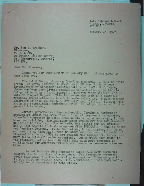 First page of Wilbert Smith Archives Files Box 1131 12 1131-12-p009