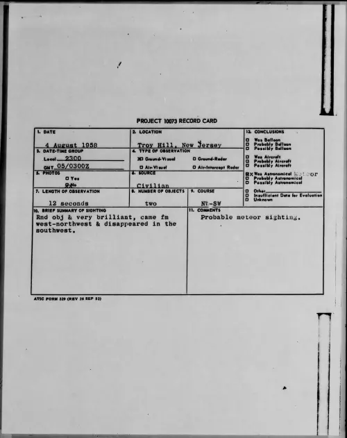 First page of 1958.08 - 8860447 - Troy Hill, New Jersey