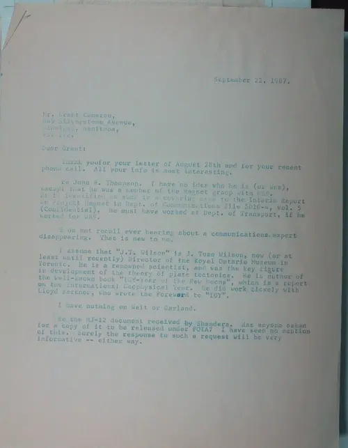 First page of Wilbert Smith Archives Files Box 1131 02 1131-02-p087