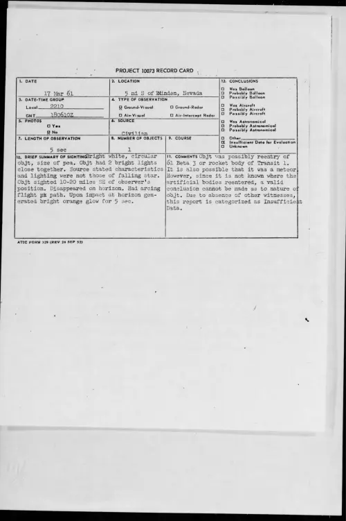 First page of 1961.03 - 8672329 - 5 Mi S of Minden, Nevada