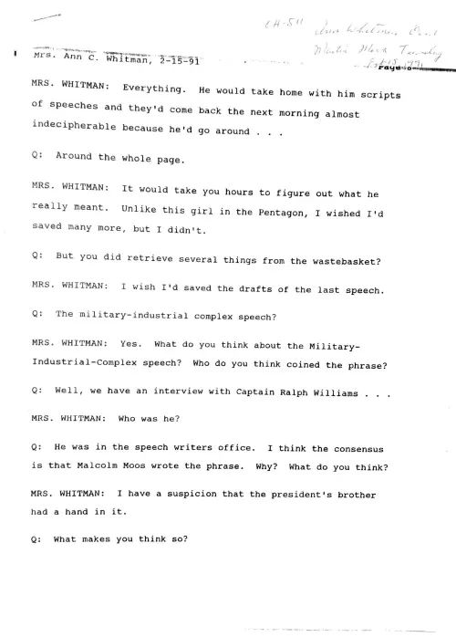 First page of oral Histories Whitmand and Twining