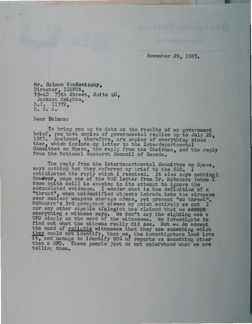 First page of Wilbert Smith Archives Files Box 1130 21 1130-21-p238