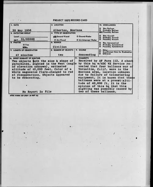 First page of 1956.05 - 6786168 - Alberton, Montana