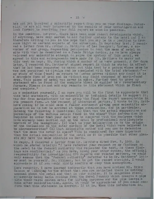 First page of Wilbert Smith Archives Files Box 1131 19 1131-19-p145
