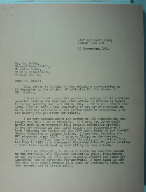 First page of Wilbert Smith Archives Files Box 1130 10 1130-10-p153