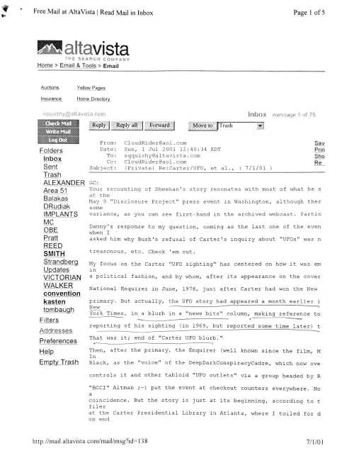 First page of Jimmy Carter Carter UFO Briefing 1