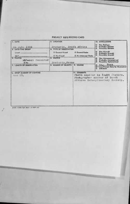 First page of 1956.07 - 6787430 - Pretoria, South Africa