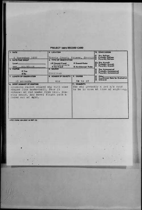 First page of 1957.11 - 7230547 - Travis County Prison, Georgia