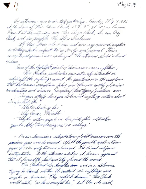 First page of Carman Elenor Clark Interview