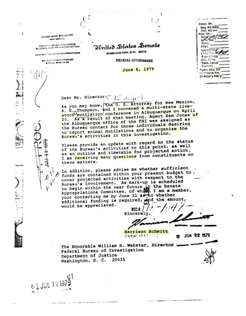 First page of Ronald Reagan Senator Harrison Schmidt