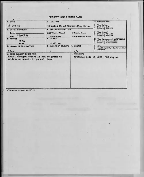 First page of 1955.09 - 7339468 - 30 Miles NW Of Brownville, Maine