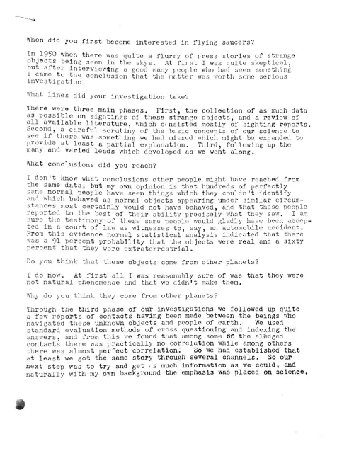 First page of Canada Wilbert Smith Interview and articles
