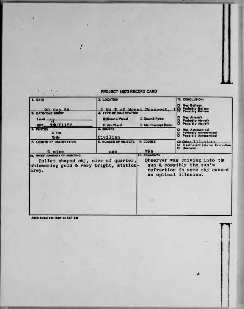 First page of 1958.05 - 8841897 - 2 Mi E Of Mount Prospect, Ill