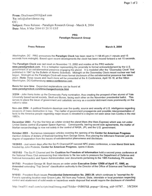 First page of Presidents UFOs 1