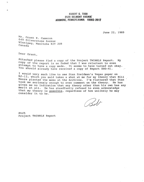 First page of Robert Todd Project Twinkle