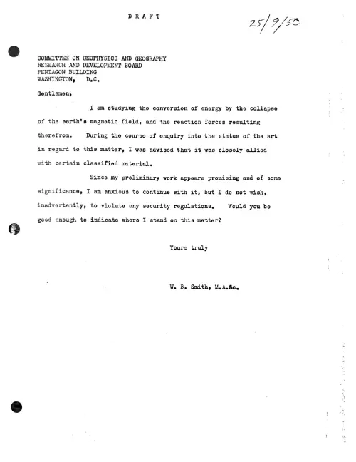 First page of Canada Smith RDB Draft Letter