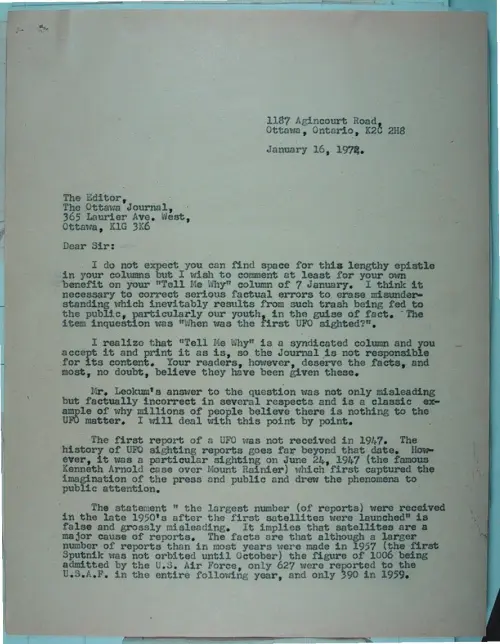 First page of Wilbert Smith Archives Files Box 1131 07 1131-07-p020