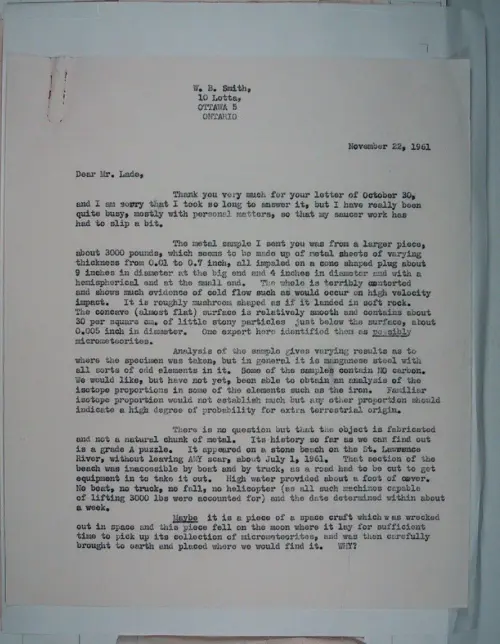 First page of Wilbert Smith Archives Files Box 1131 19 1131-19-p234