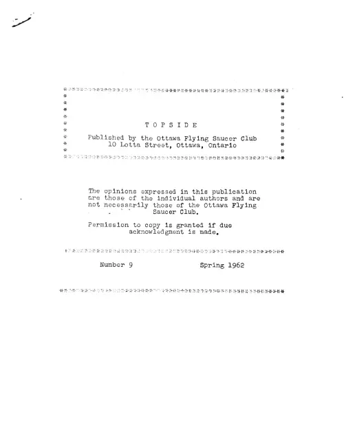 First page of Canada Ottawa Flying Saucer Club 3
