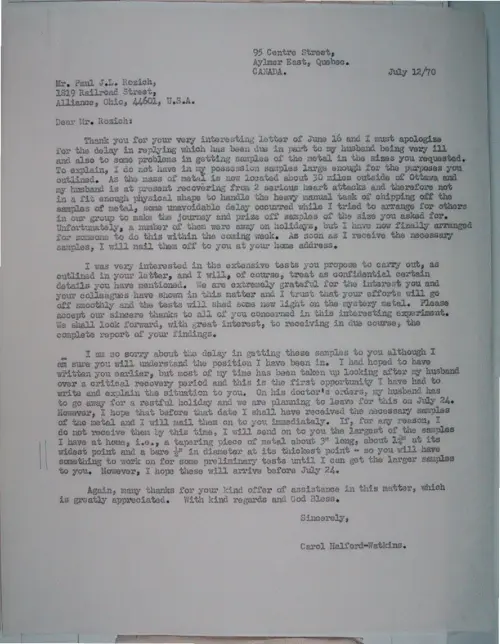 First page of Wilbert Smith Archives Files Box 1131 19 1131-19-p131