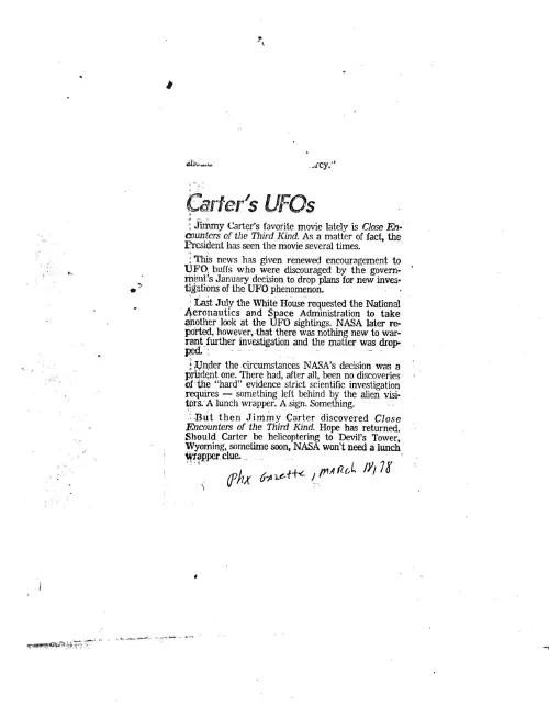 First page of Jimmy Carter Carter UFO 1