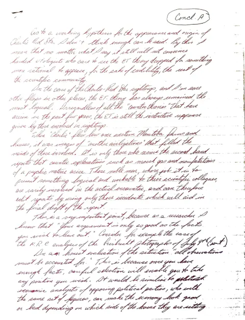 First page of Conclusion and Cayce Notes 2