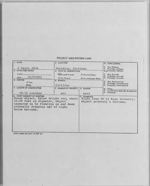 First page of 1956.03 - 7340732 - Paradise, MIchigan