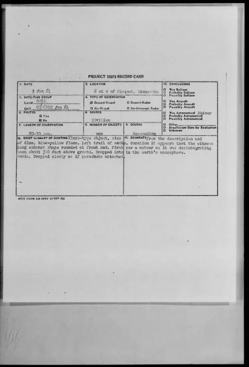 First page of 1961.01 - 8613467 - 6 Mi W of Cloquet, Minnesota