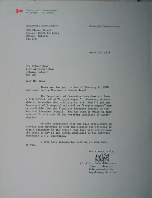 First page of Wilbert Smith Archives Files Box 1130 18 1130-18-p030