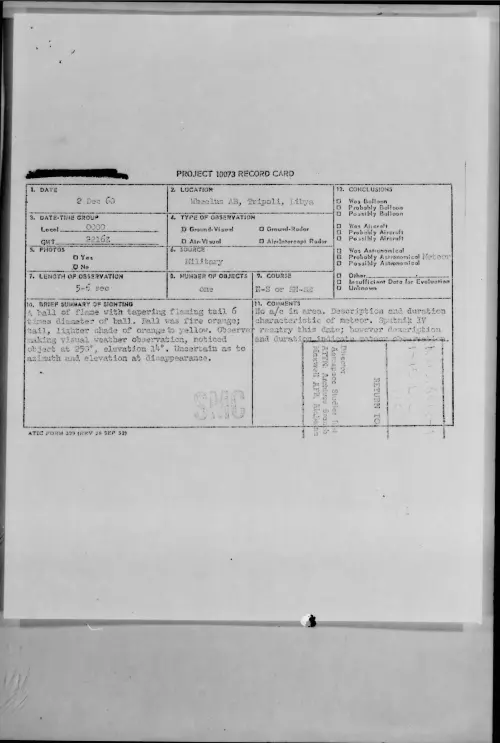 First page of 1960.12 - 8601781 - Wheelus AB, Tripoli, Libya