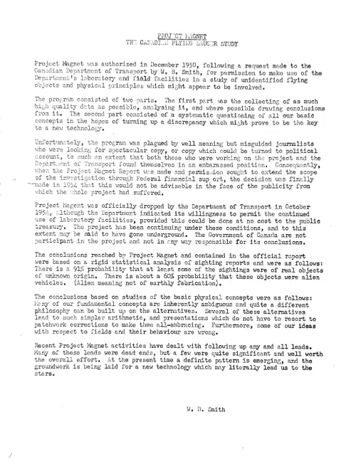 First page of Project Magnet 1