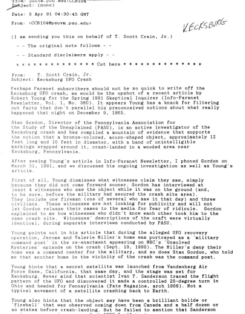 First page of Johnson Kecksburg 1