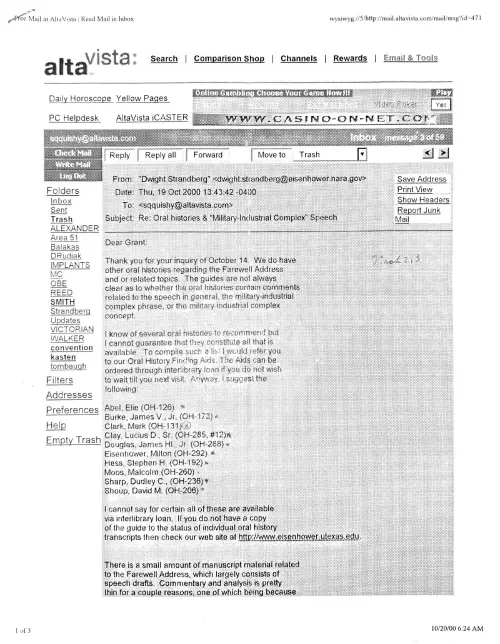 First page of Eisenhower Military Industrial Complex