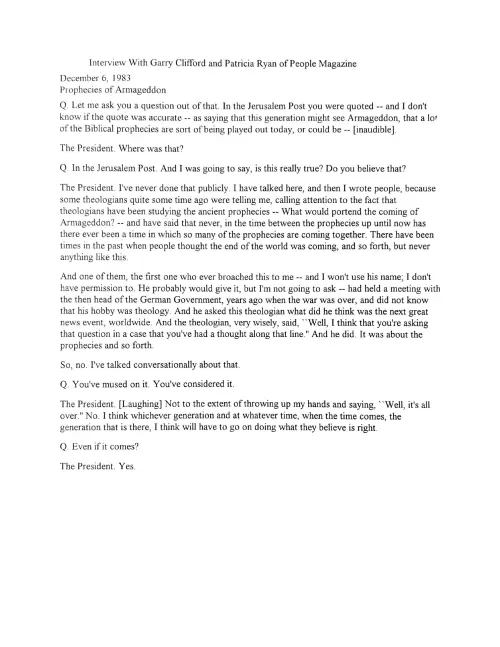First page of Ronald Reagan Armageddon