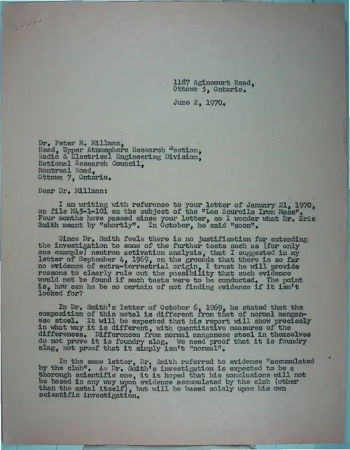 First page of Wilbert Smith Archives Files Box 1131 19 1131-19-p138