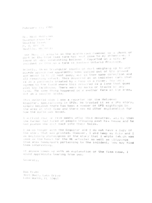 First page of Washington Triangle Earth incident.