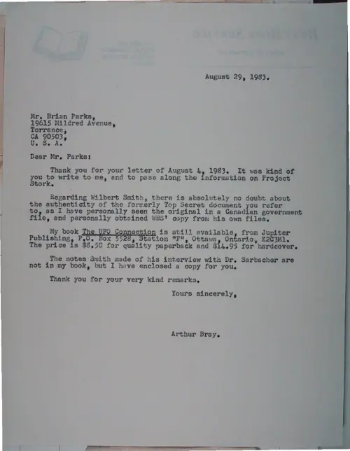 First page of Wilbert Smith Archives Files Box 1131 10 1131-10-p019