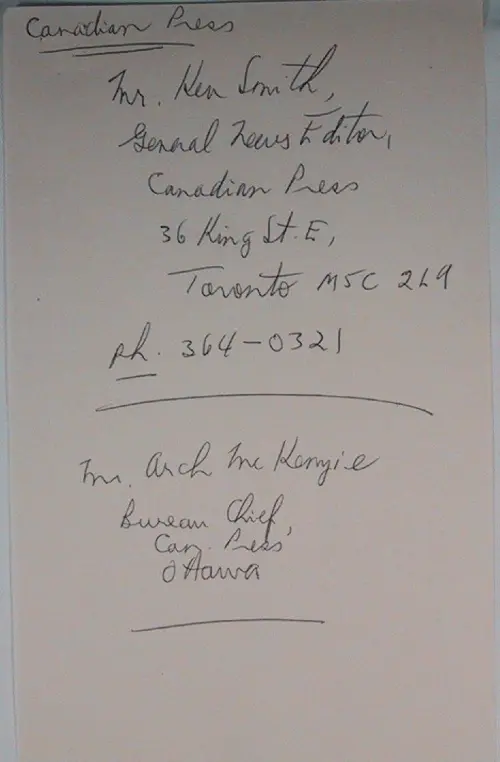 First page of Wilbert Smith Archives Files Box 1130 10 1130-10-p155