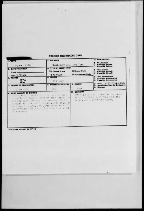 First page of 1960.08 - 7819745 - Platteburg AFB, New York