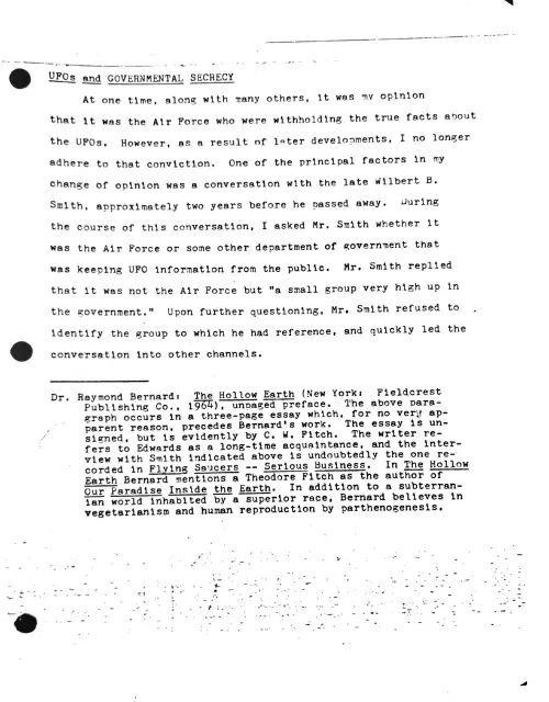 First page of Wilbert Smith Archives Files Security Smith