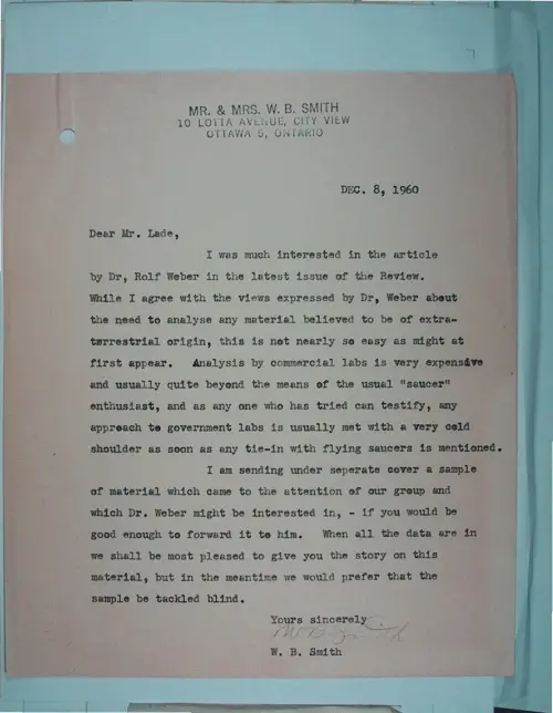 First page of Wilbert Smith Archives Files Box 1131 19 1131-19-p262