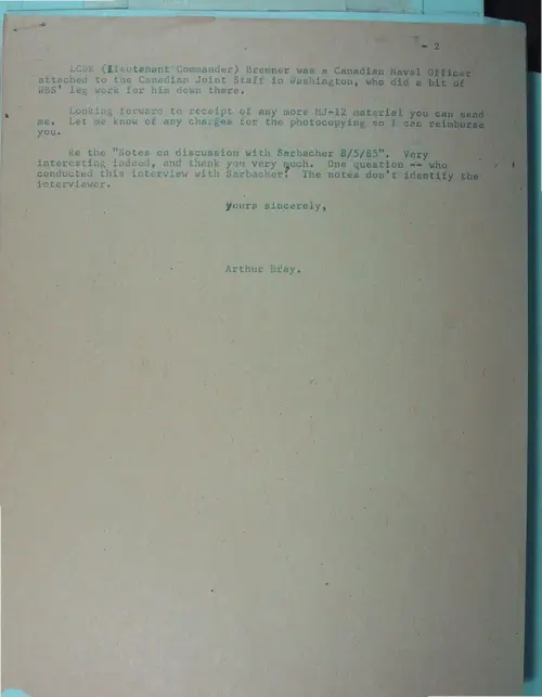First page of Wilbert Smith Archives Files Box 1131 02 1131-02-p138