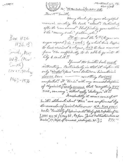 First page of Canada Murl Smith Correspondene