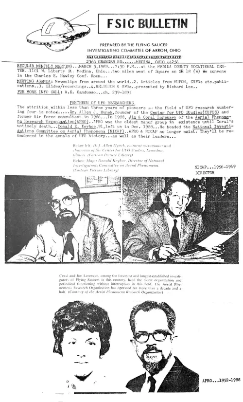 First page of Wilbert Smith Archives Files Ohio UFO Group