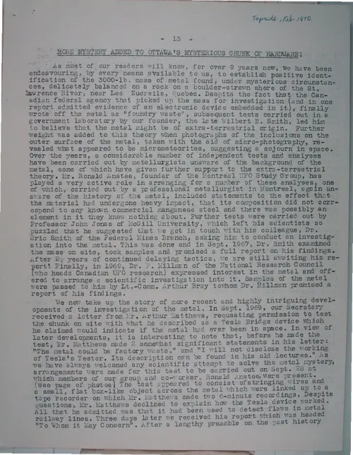 First page of Wilbert Smith Archives Files Box 1131 19 1131-19-p141