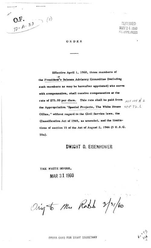 First page of Presidents Special Projects