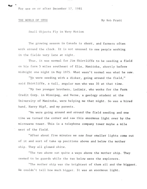 First page of Natl Enquirer World of UFOs