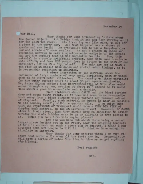 First page of Wilbert Smith Archives Files Box 1131 19 1131-19-p264