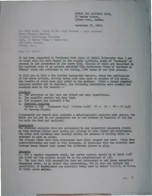 First page of Wilbert Smith Archives Files Box 1131 19 1131-19-p203