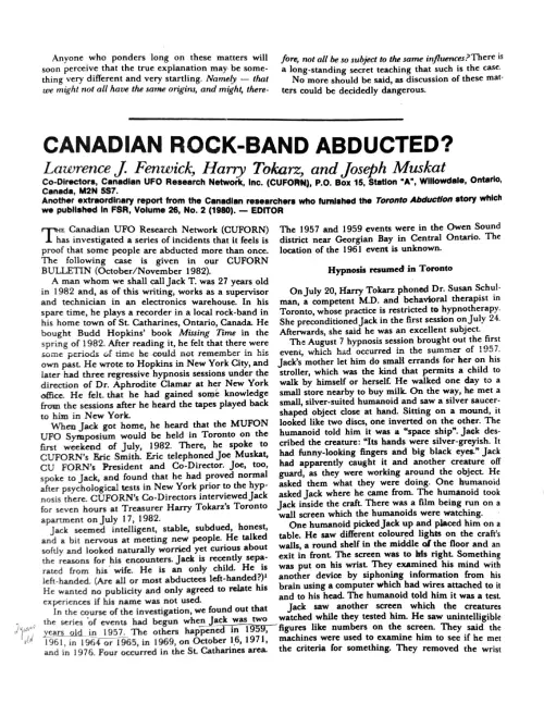 First page of Canada Canadian Rock Band Abduction